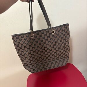 Authentic Gucci Beige and Brown GG Tote